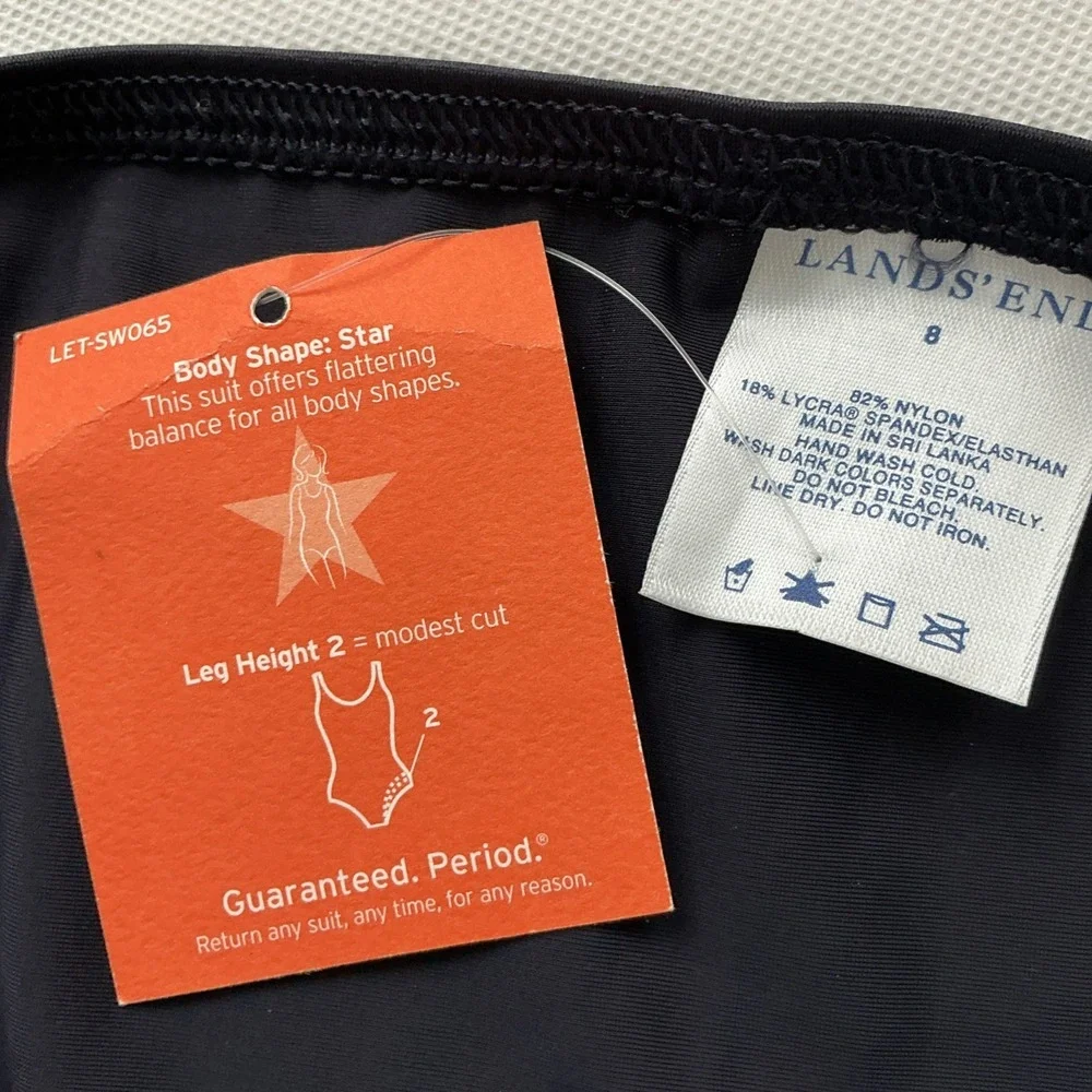 LANDS' END Tankini Swimsuit Sz 8 Navy Gold HorseBit Pattern Equestrian New Tags
